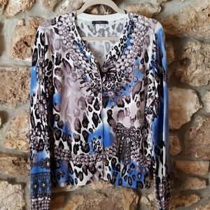 EUC - Stylish Leopard/Jewel Print Cardigan (XL)